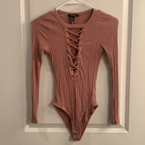 Long sleeve tie up bodysuit